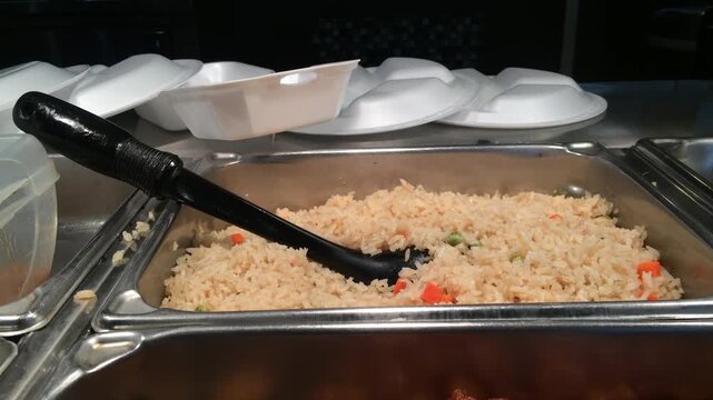 Rice steaming at chinese restaurant

