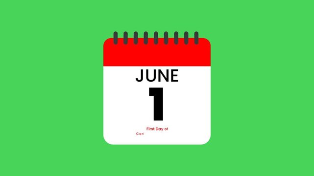 First Day of Caribbean-American Heritage Month Calendar Animation with Date Transition