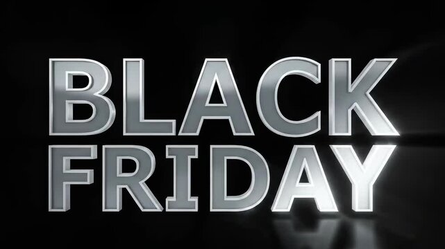 Black Friday Sale Promotion with Reflective Letters on Dark Background