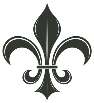 Stylized black and white Fleur de lis icon representing a royal heraldic lily emblem
