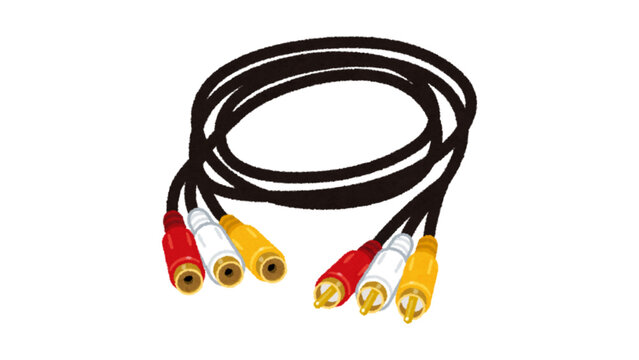 Set of RCA Audio Video Connector Cables with Analog Plugs Isolated on White Background