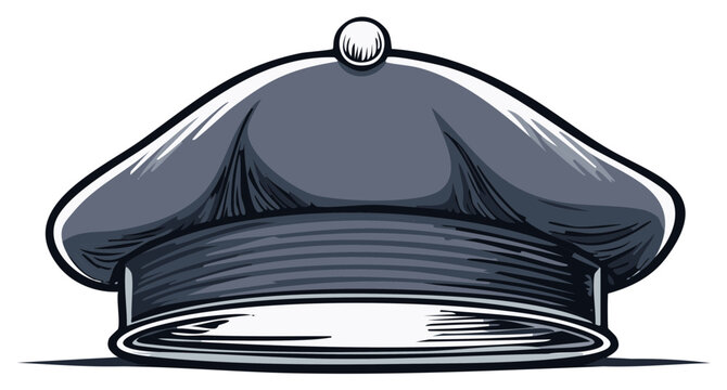 Cartoon illustration of a classic conductor hat, with shading and highlights.