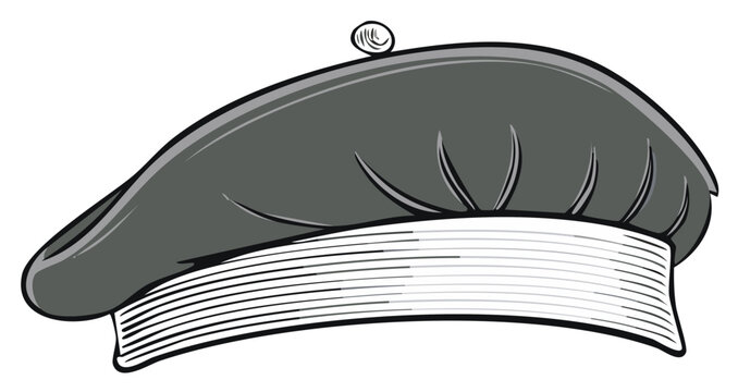 Illustrative Icon of Classic Beret Headwear. Artistic Concept of French Fashion Style