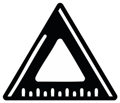 Hand drawn triangle ruler icon for geometry, education, and drafting