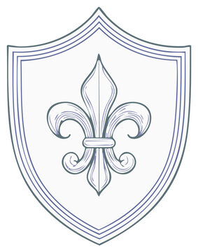 Ornate heraldic shield with a detailed fleur de lis emblem a symbol of royalty and nobility