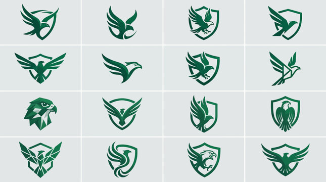 A versatile collection of minimalist vector logos featuring majestic eagles and birds of prey, perfect for branding and identity design projects