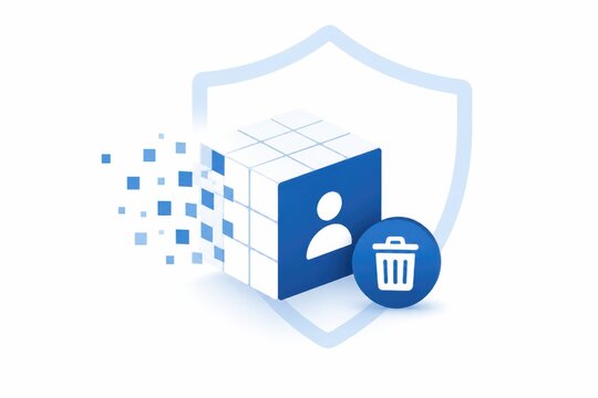 Data privacy and account deletion concept with shield and user icon