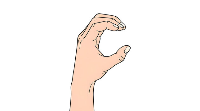 Hand Gesture Illustration with Fingers Curled.