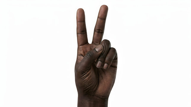 Hand Showing Peace Sign with Dirty Fingers.