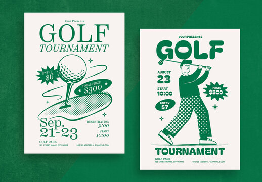 Golf Tournament Poster Layout with Golfer