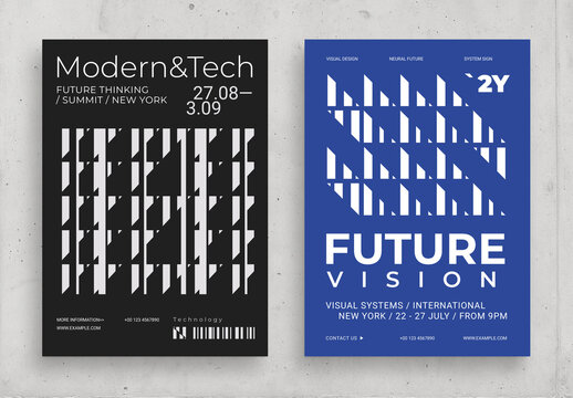 Minimalist Brutalist Posters Layout with Abstract Geometric Shapes