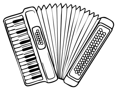 Outline of an accordion musical instrument with keys and bellows