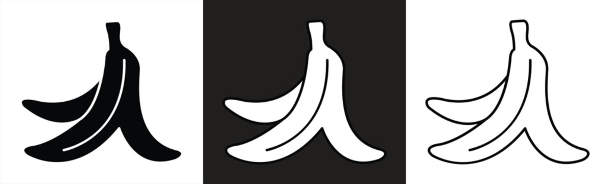 Banana peel icon, depicting organic waste and symbolizing ecological waste disposal. vector illustration