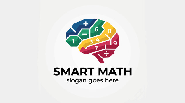 This logo creatively integrates numbers into a brain shape, emphasizing mathematical concepts, learning, and education, ideal for educational platforms or tutoring services.