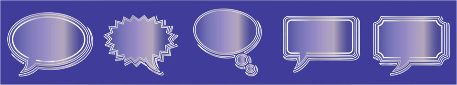 Purple speech bubble graphics set