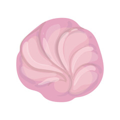 Fototapeta premium Cartoon vector illustration of pink marshmallow isolated on a white background for candy and dessert design.