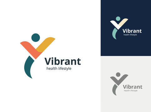 This logo represents a vibrant and active health lifestyle concept, characterized by dynamic shapes and colors illustrating wellness, vitality, and a positive outlook.