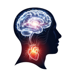 Obraz premium A human head with glowing brain illustration