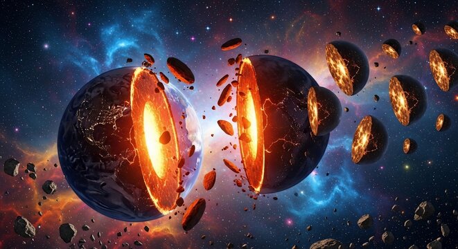 Abstract illustration of planetary explosion concept
