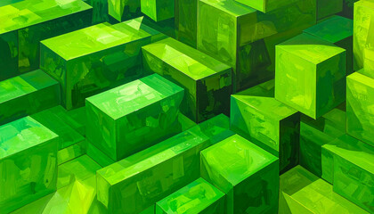 Obraz premium Abstract green cubes composition
