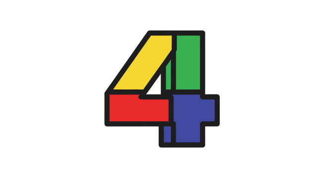 Colorful Number Four Logo Design.