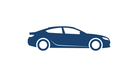 Obraz premium Dark blue sedan car side view.