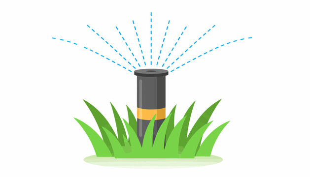 Lawn sprinkler, irrigation system, watering grass, garden icon, vector sprinkler