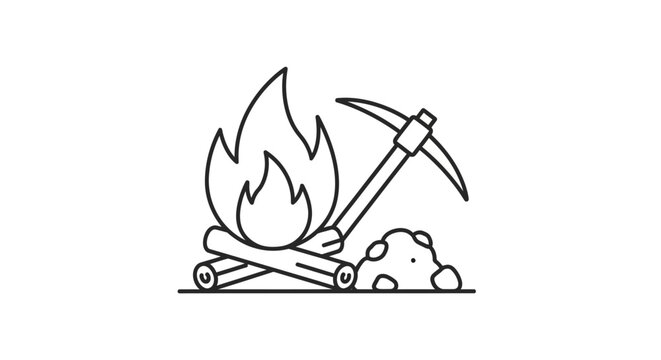 Fire and pickaxe mining tools.