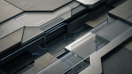 Modern Minimal Tech Background with Depth and Shadows in High Fidelity