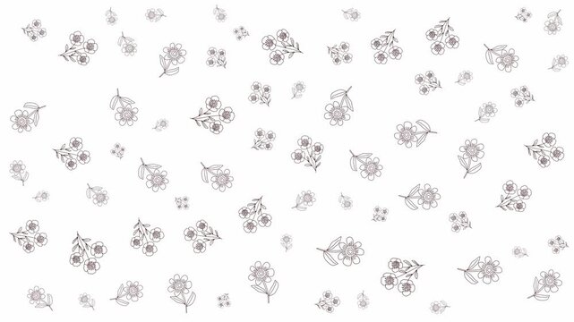 Minimalist hand drawn flower pattern organic botanical line art background