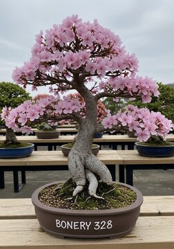 Bonsai tree blooming flowers