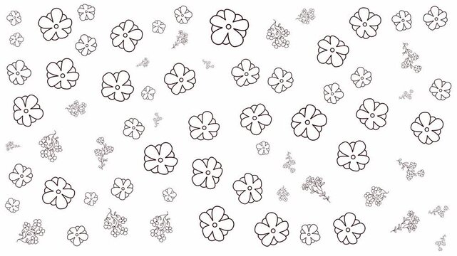 Bold white flower pattern hand drawn organic botanical line art