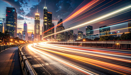 Fototapeta premium City skyline night time exposure