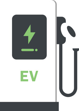Electric vehicle charging station illustration. EV charger flat icon design.