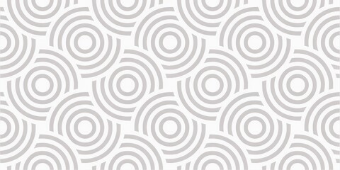 Obraz premium Seamless pattern with concentric circles, abstract geometric background in light grey and white colors