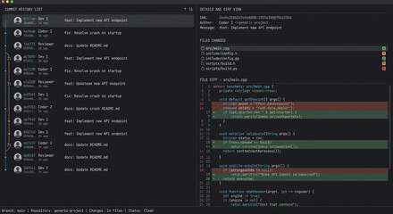 Obraz premium Gitのバージョン管理とコミット履歴 ソースコードの差分確認と共同開発 