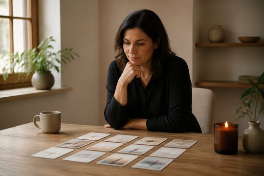 Contemplation and tarot card reading at home