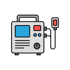 Naklejka premium Defibrillator machine icon for heart emergency and medical treatment illustration.