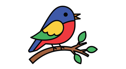 Naklejka premium Colorful Bird Perched on Branch.