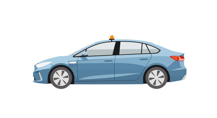 Fototapeta premium Blue taxi sedan car in flat vector illustration style isolated on white background