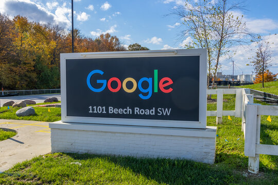 Google corporate office sign at 1101 Beech Road