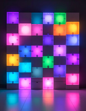 Abstract illuminated square puzzle