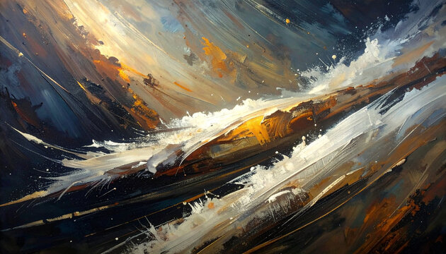 Abstract waves oil painting