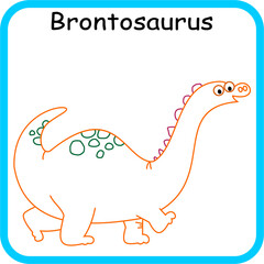 Cute Brontosaurus outline coloring page for kids. Fun dinosaur worksheet for preschool and kindergarten activities to improve creativity and coloring skills. © HappyKids