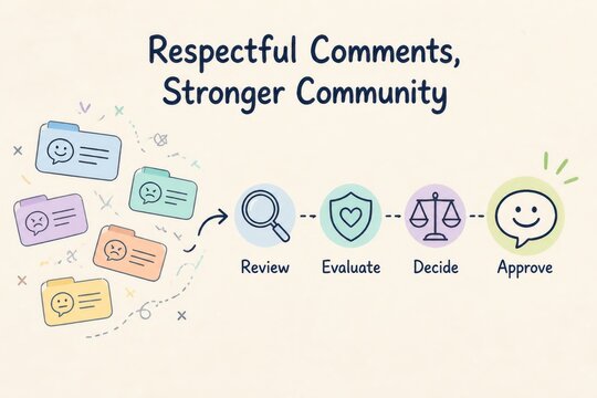 Respectful comments stronger community social media moderation and online communication concept