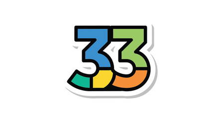 Fototapeta premium Colorful Number Thirty Three Sign.