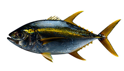 Naklejka premium Vibrant Yellowfin Tuna with transparent background