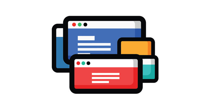 Colorful web browser windows icons.