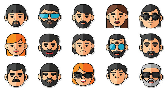 Diverse cartoon people with sunglasses.