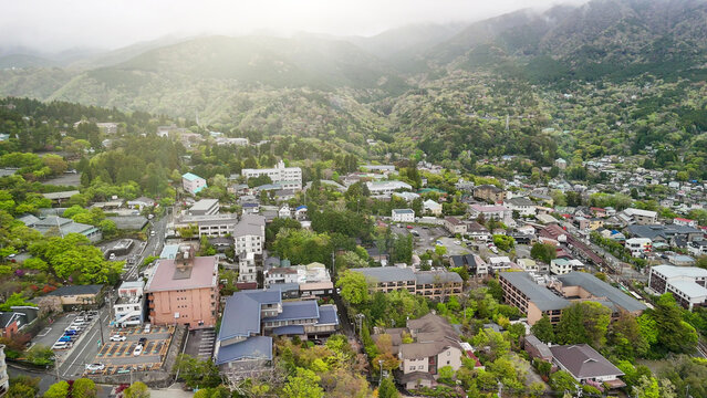 Gora Hakone Japan aerial panorama of mountains hot springs ryokans